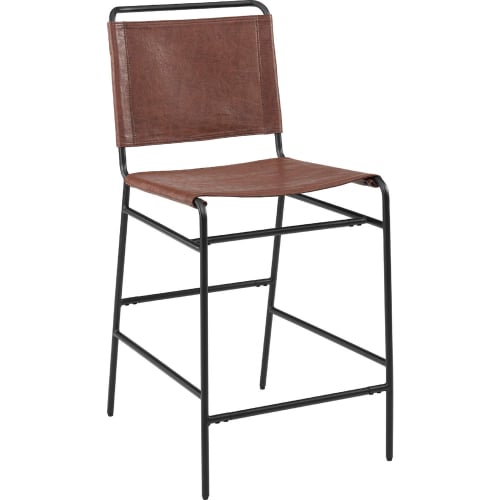 Wharton Counter Stool in Caramel Leatherette & Black Steel