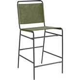 Wharton Counter Stool in Green Velvet & Black Steel