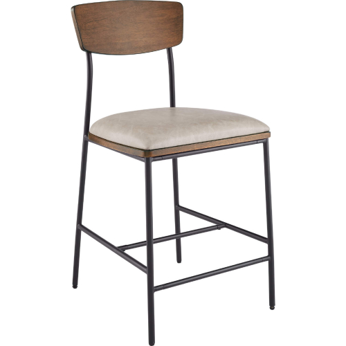 Truvy Counter Stool in Wood, Metal & Neutral Leatherette