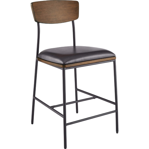 Truvy Counter Stool in Wood, Metal & Espresso Leatherette