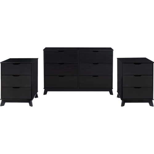 Polly 3 Piece Dresser & 3 Drawer Nightstands Set in Black