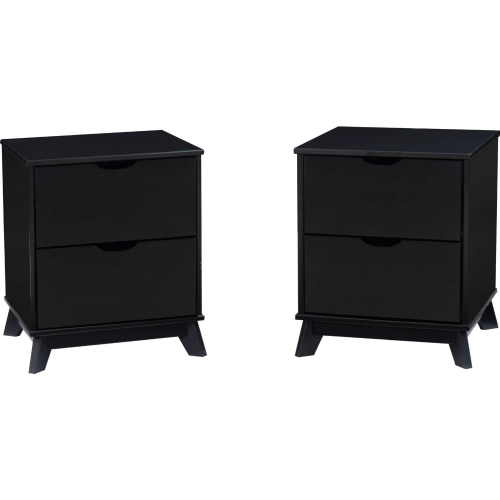 Polly 2 Drawer Nightstand Black Finish Wood (Set of 2)