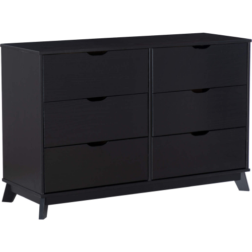 Polly 6 Drawer Dresser in Black Finish Wood