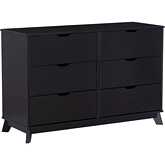 Polly 6 Drawer Dresser in Black Finish Wood