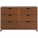 Polly 6 Drawer Dresser in Walnut Brown Finish Wood