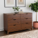 Polly 6 Drawer Dresser in Walnut Brown Finish Wood