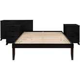 Polly 4 Piece Full Bed, Dresser & 3 Drawer Nightstands Set in Black