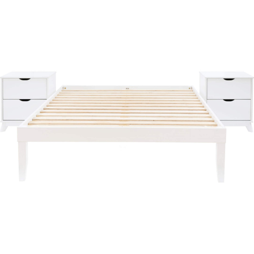 Polly 3 Piece Full Bed & 2 Drawer Nightstands Set in White