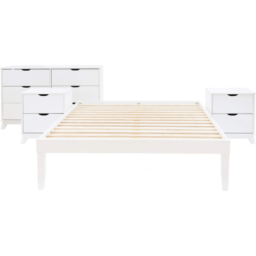 Polly 4 Piece Full Bed, Dresser & 2 Drawer Nightstands Set in White