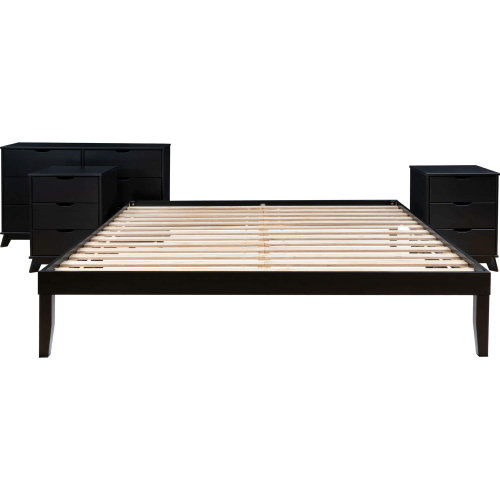 Polly 4 Piece King Bed, Dresser & 3 Drawer Nightstands Set in Black