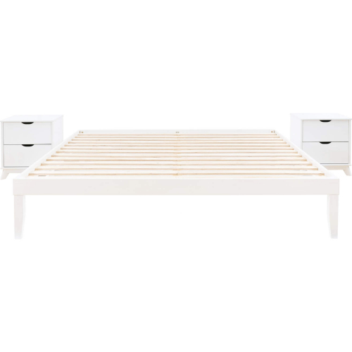 Polly 3 Piece King Bed & 2 Drawer Nightstands Set in White