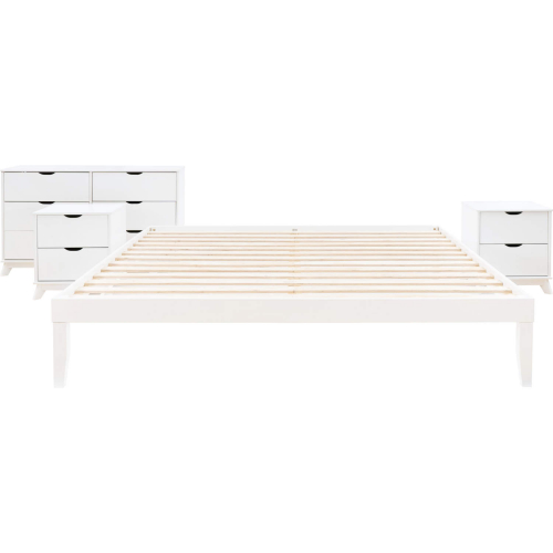 Polly 4 Piece King Bed, Dresser & 2 Drawer Nightstands Set in White