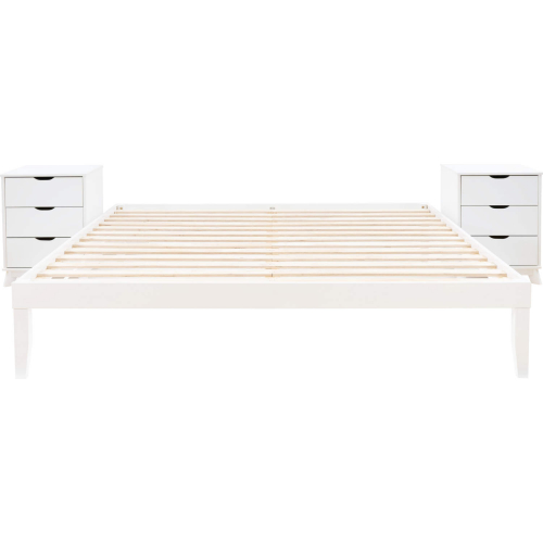 Polly 3 Piece King Bed & 3 Drawer Nightstands Set in White