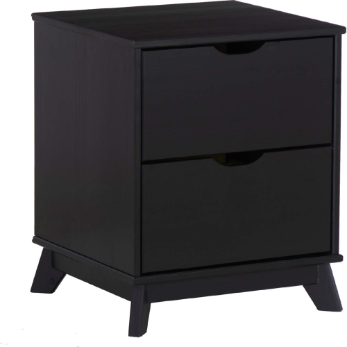 Polly 2 Drawer Nightstand Black Finish Wood