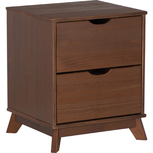 Polly 2 Drawer Nightstand Walnut Brown Finish Wood