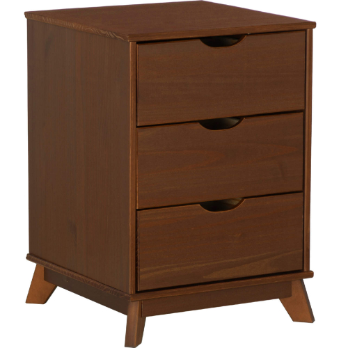 Polly 3 Drawer Nightstand Walnut Brown Finish Wood