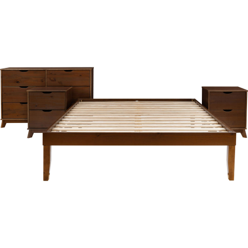 Polly 4 Piece Queen Bed, Dresser & 2 Drawer Nightstands Set in Walnut Brown