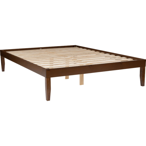 Polly Queen Platform Bed Walnut in Walnut Brown