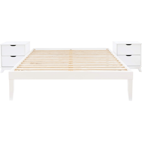 Polly 3 Piece Queen Bed & 2 Drawer Nightstands Set in White