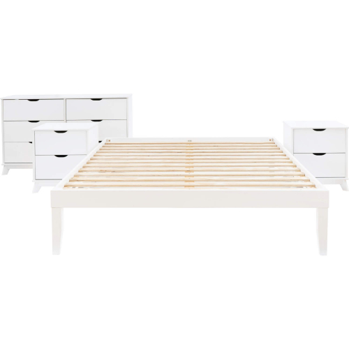 Polly 4 Piece Queen Bed, Dresser & 2 Drawer Nightstands Set in White