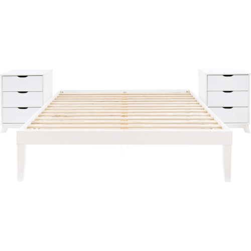 Polly 3 Piece Queen Bed & 3 Drawer Nightstands Set in White