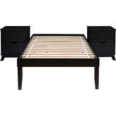 Polly 3 Piece Twin Bed & 2 Drawer Nightstands Set in Black