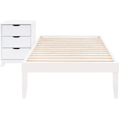 Polly 2 Piece Twin Bed & 3 Drawer Nightstand Set in White