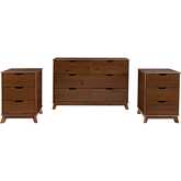 Polly 3 Piece Dresser & 3 Drawer Nightstands in Walnut Brown