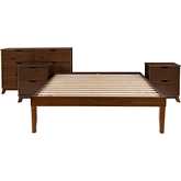 Polly 4 Piece Full Bed, Dresser & 2 Drawer Nightstands Set in Walnut Brown