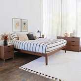 Polly 4 Piece King Bed, Dresser & 2 Drawer Nightstands Set in Walnut Brown