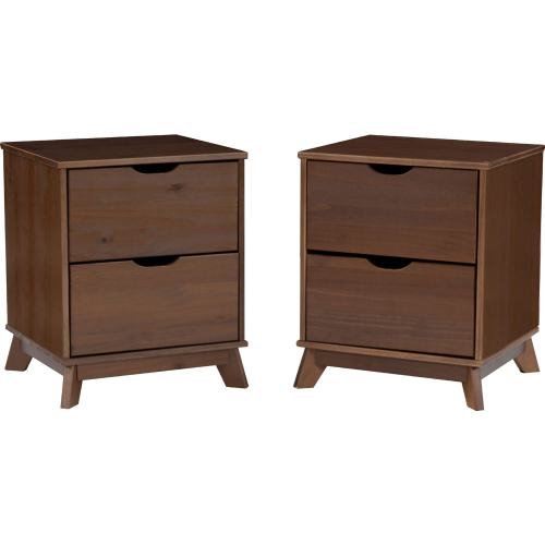 Polly 2 Drawer Nightstand Walnut Brown Finish Wood (Set of 2)