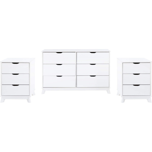 Polly 3 Piece Dresser & 3 Drawer Nightstands Set in White