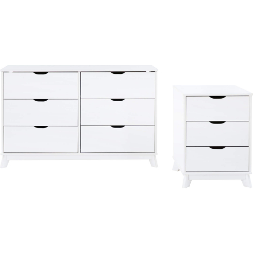 Polly 2 Piece Dresser & 3 Drawer Nightstand Set in White