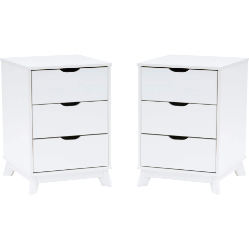 Polly 3 Drawer Nightstand White Finish Wood (Set of 2)