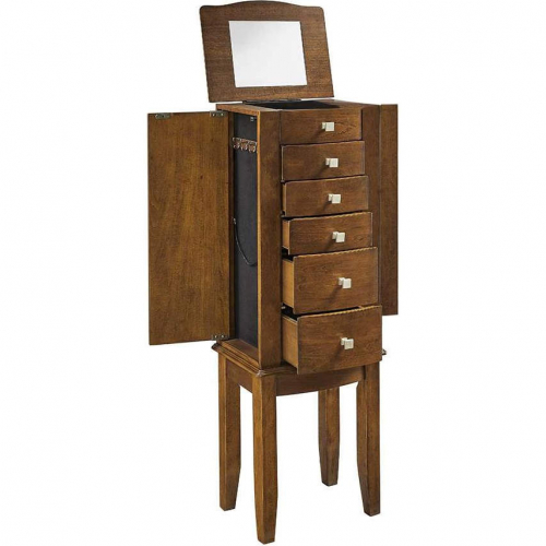 Zinnia Jewelry Armoire in Walnut Brown Finish Wood