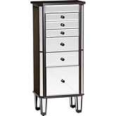 Jovi Jewelry Armoire in Mirror & Dark Espresso Brown Wood