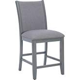 Abbot Counter Stool in Grey Wood & Grey Fabric (Set of 2)