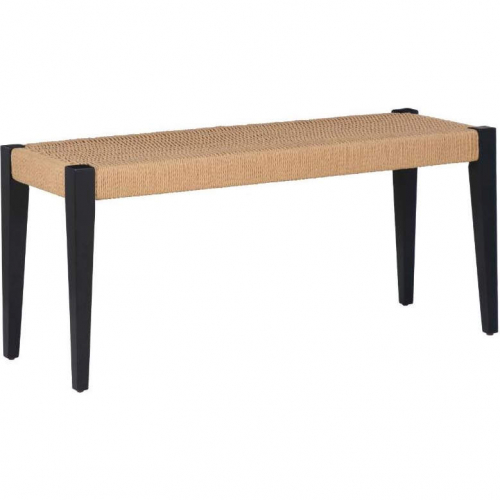 Cadence Dining Bench in Black Wood & Natural Rope