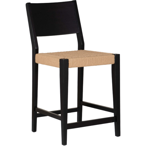 Cadence Counter Stool in Black Wood & Natural Rope (Set of 2)