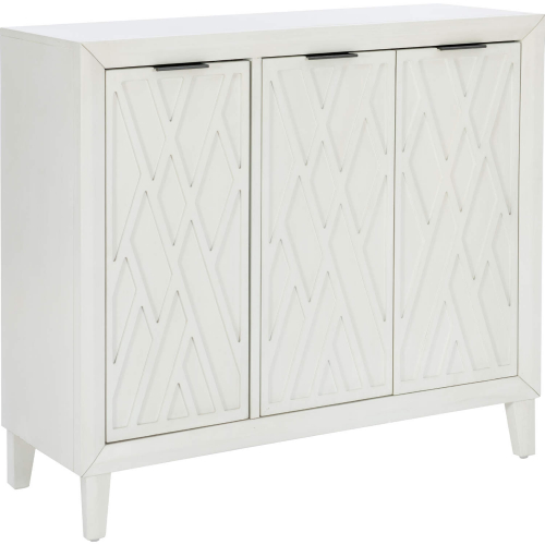 Miles 3 Door Accent Cabinet in Antique White Wood