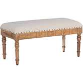 Shelly Bench in Seashell Wood & Neutral Fabric