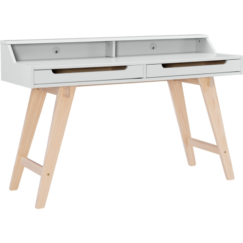 Shivley 2 Drawer Desk In White & Natural Wood