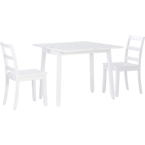 Brenton 3 Piece Folding Dining Set in White Finish Wood