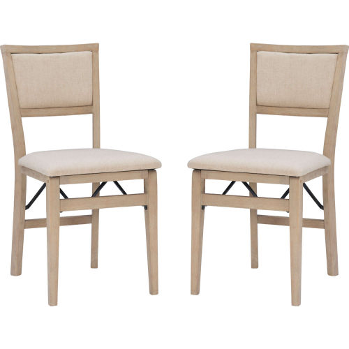 Keira Folding Dining Chair in Grey Wash & Cream Fabric (Set of 2)