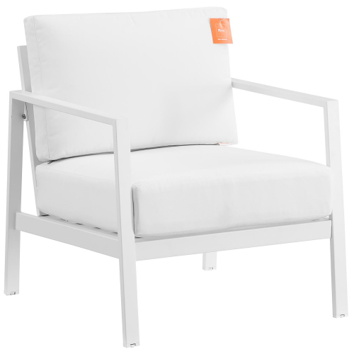 Holland Outdoor Accent Chair in White Aluminum & White Fabric