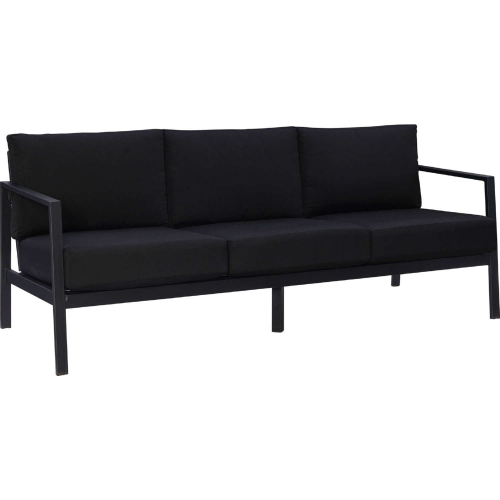 Holland Outdoor Sofa in Black Aluminum & Black Fabric