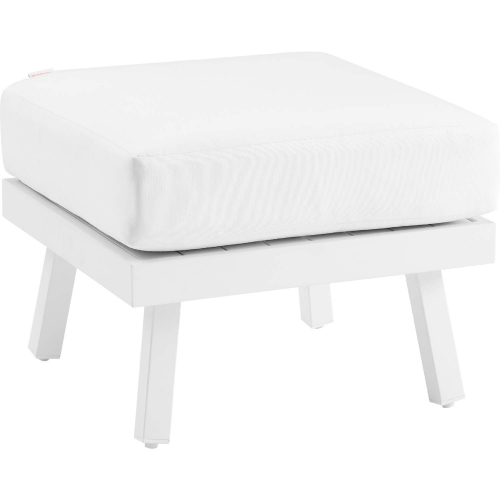 Holland Outdoor Ottoman in White Aluminum & White Fabric