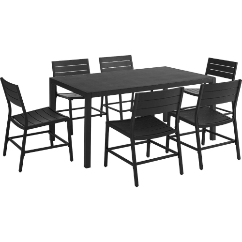 Holland Outdoor 7 Piece Dining Set in Black Aluminum