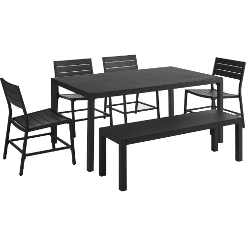 Holland Outdoor 6 Piece Dining Set in Black Aluminum