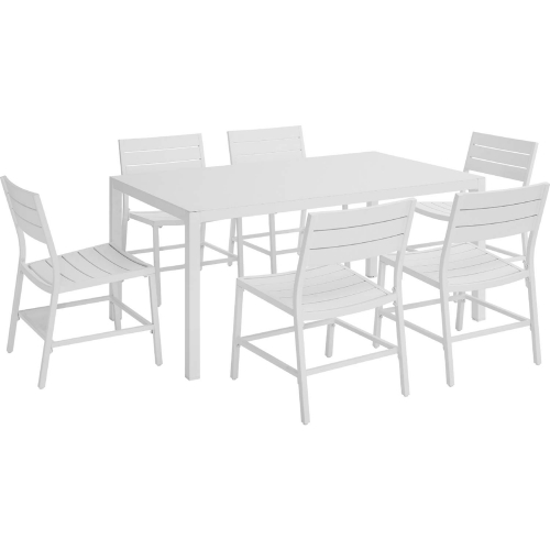 Holland Outdoor 7 Piece Dining Set in White Aluminum